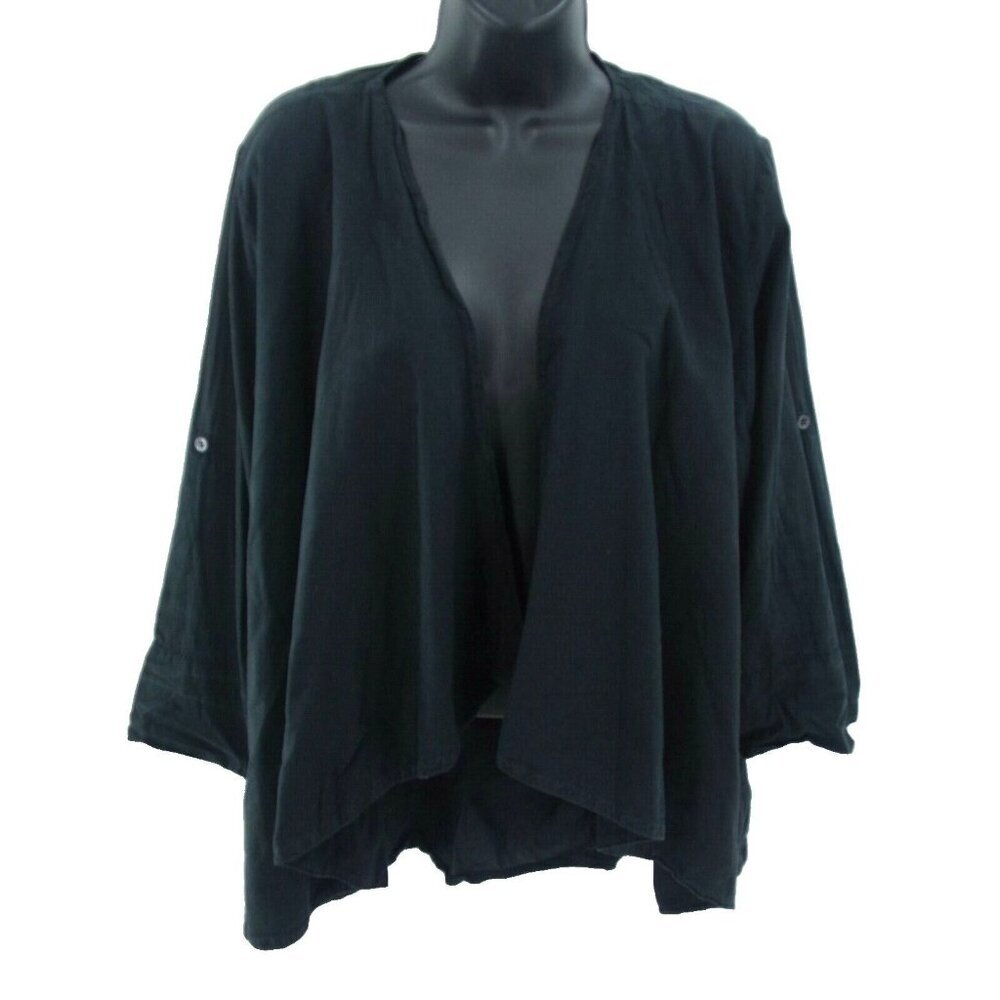 James Perse Cardigan Women 3 Large Roll Tab Sleeve 100% Cotton Lightweight Drape